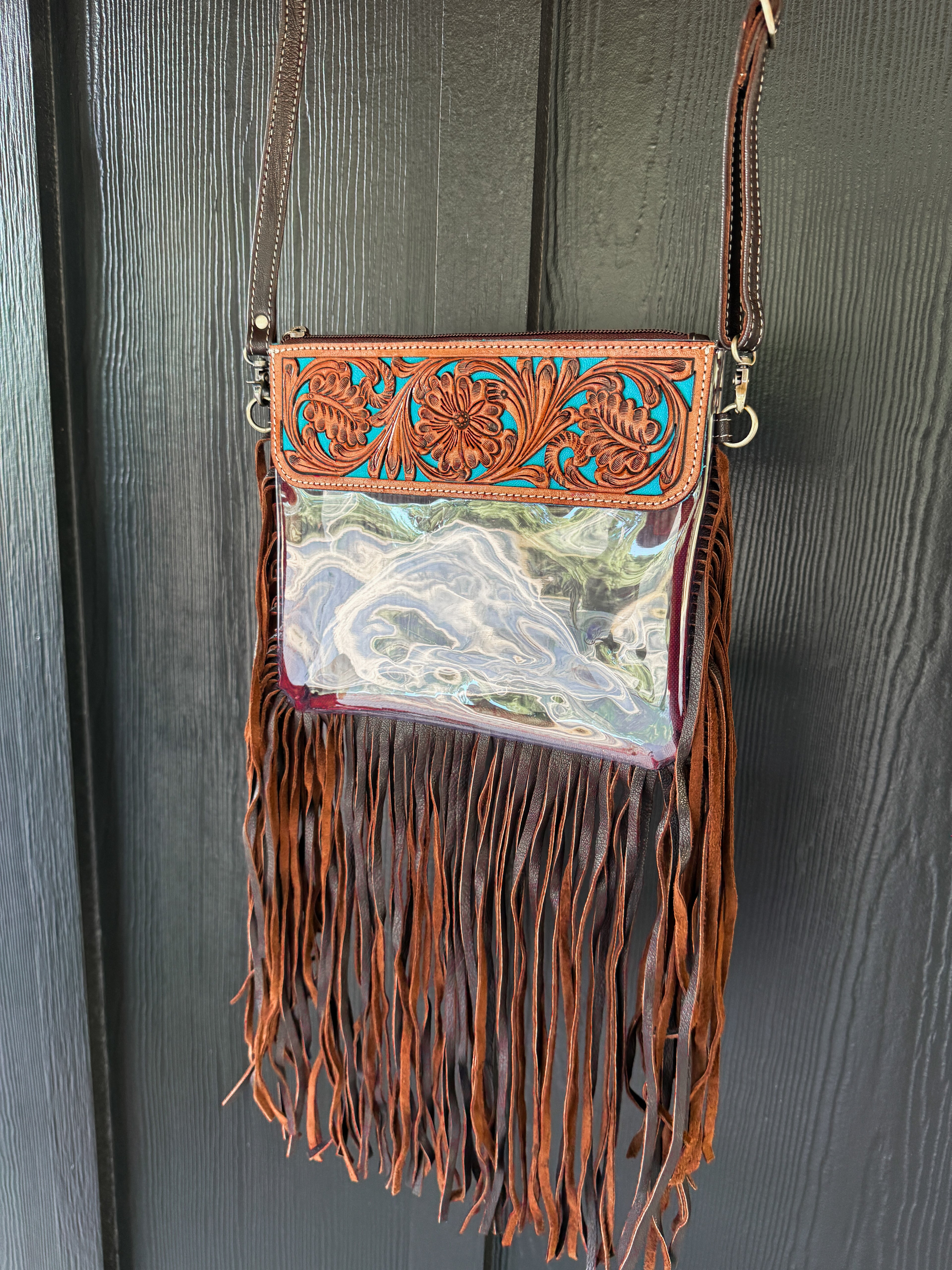 Hand Tooled Clear Crossbody